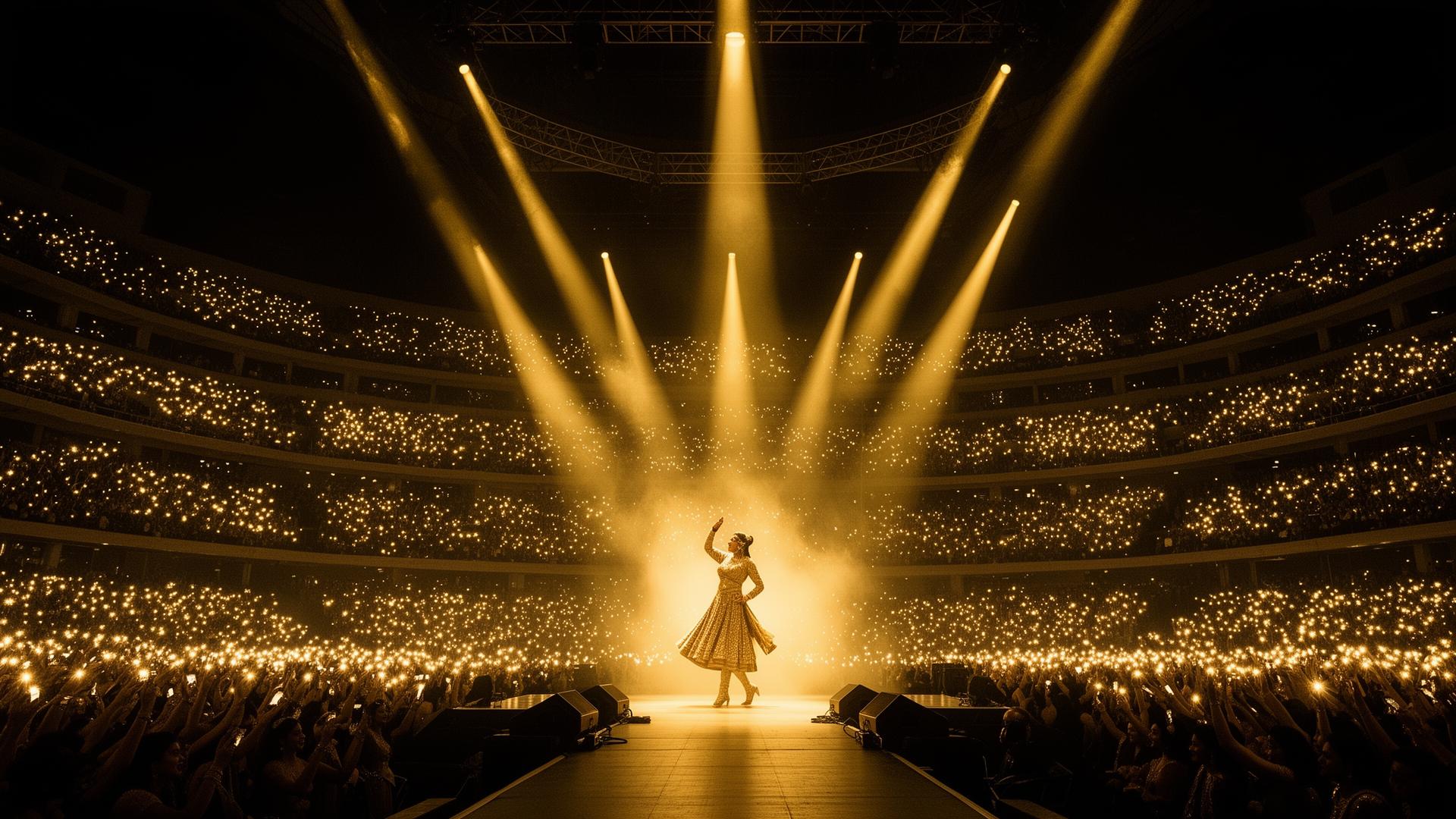 Live concert with golden lights